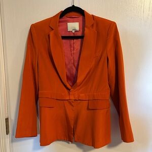 3.1 Phillip Lim Silk Convertible Red Blazer with Zip Detail